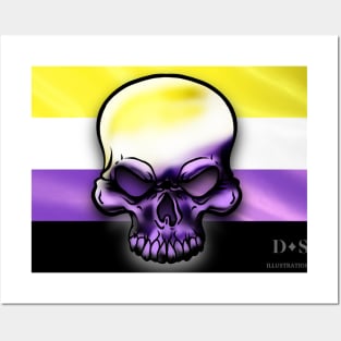 Non-Binary Skull Posters and Art